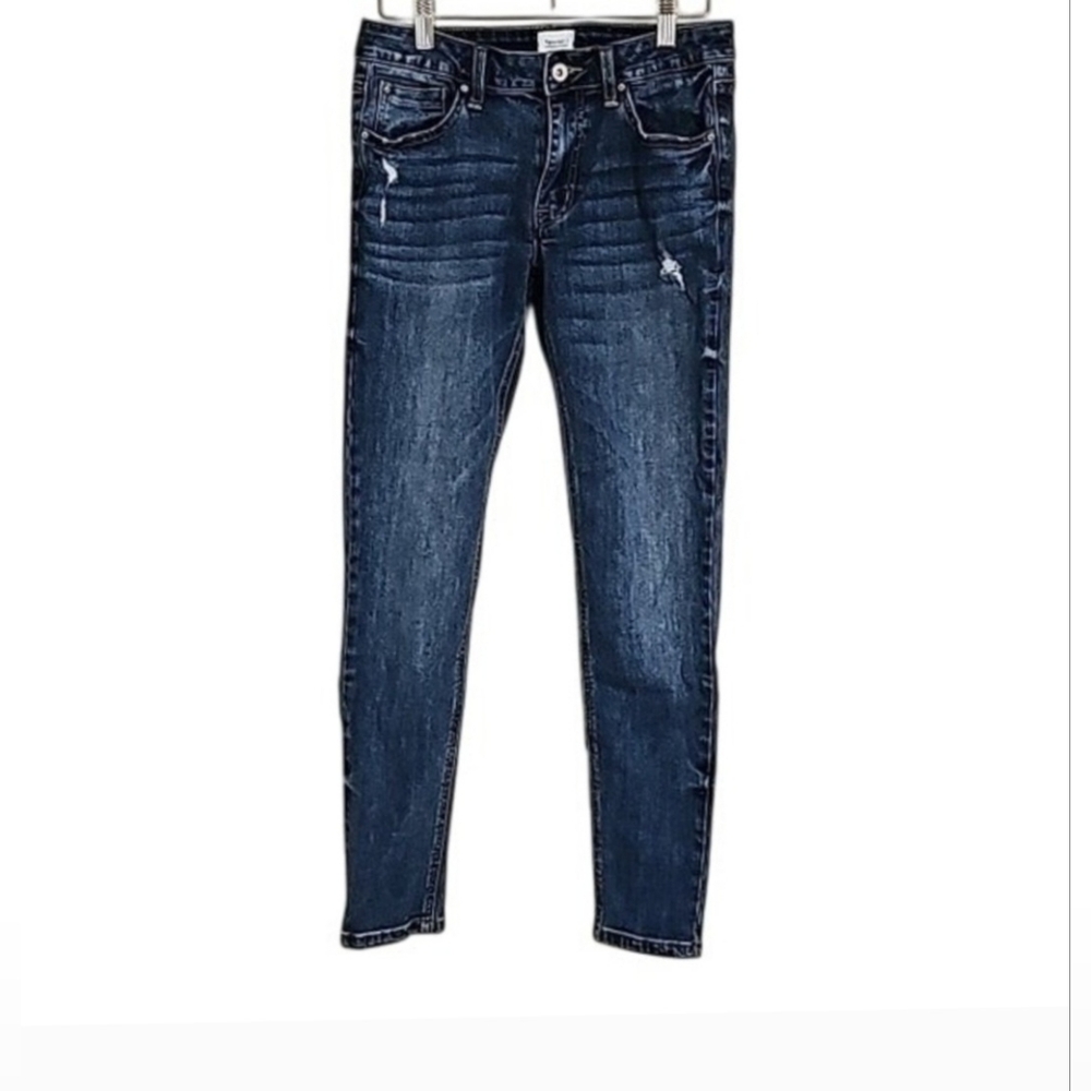 Dark Wash Skinny Jeans Special A Denim Distressed‎ Jeans Size 7 EUC